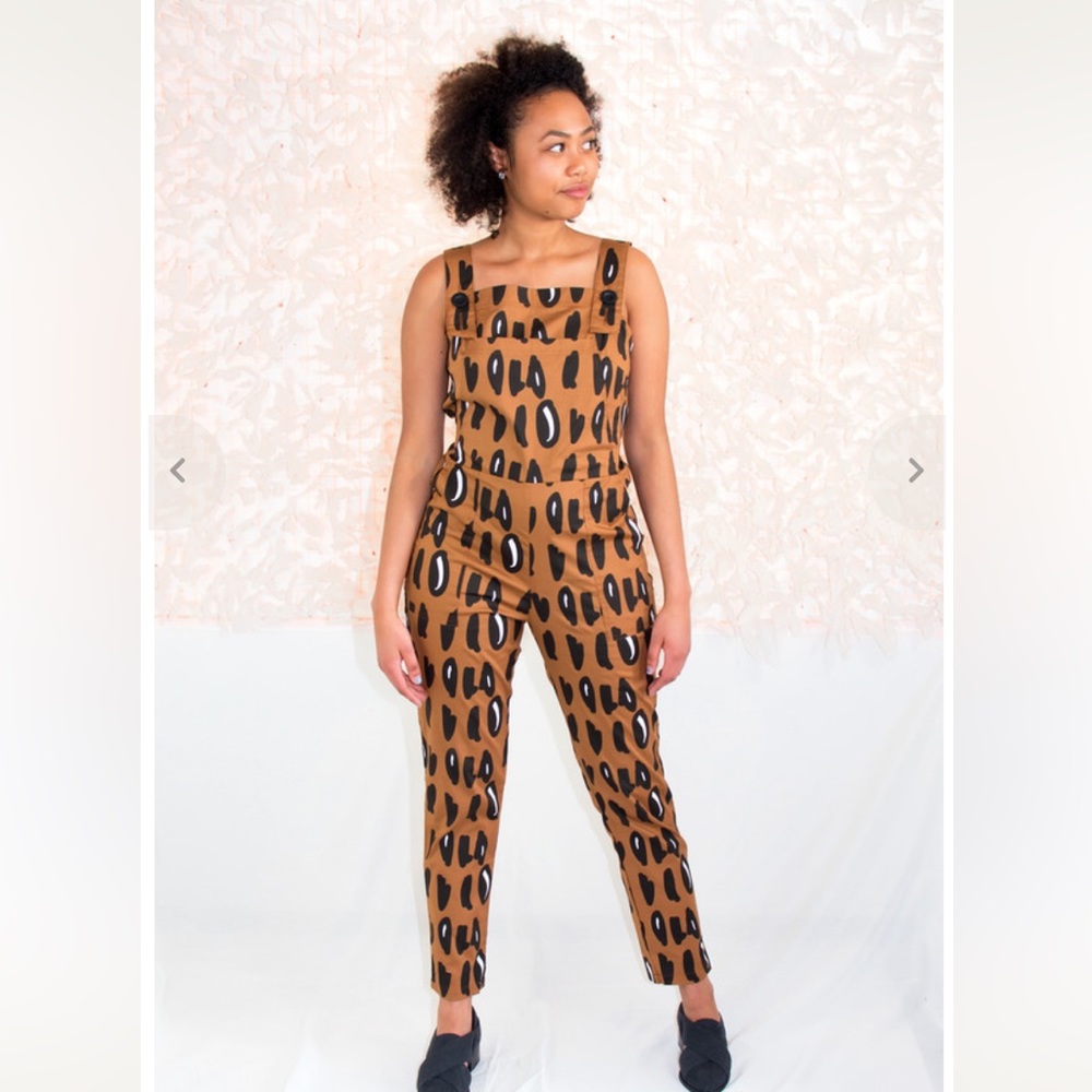Nooworks Brown Dot PRINT Overalls XS